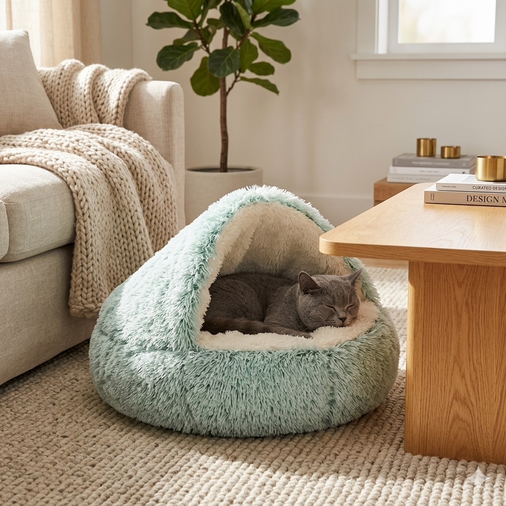 CozyNook Plush Fluffy - Round Bed for Dogs and Cats