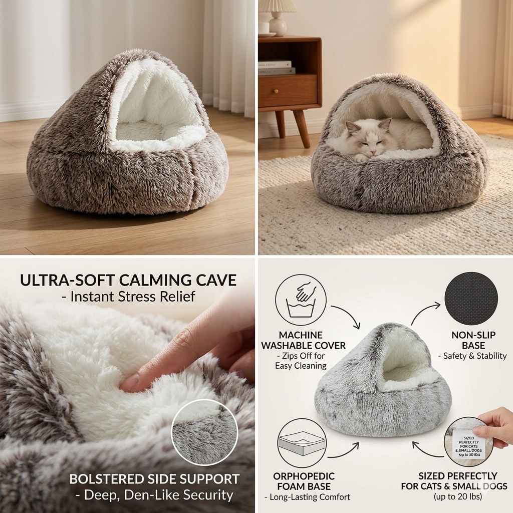 CozyNook Plush Fluffy - Round Bed for Dogs and Cats